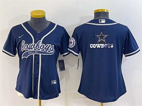 Youth Dallas Cowboys Navy Team Big Logo With Patch Cool Base Stitched Baseball Jersey